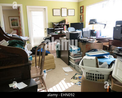 Hoarders' Messy Office, USA Stock Photo