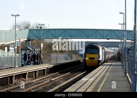 Cross Country HST train passing through Ashchurch for Tewkesbury railway station, Gloucestershire, UK Stock Photo