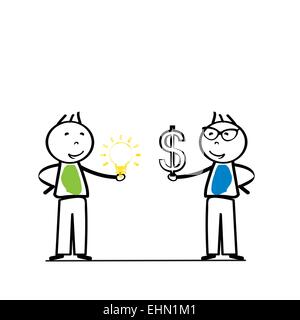 Abstract business concept with simple cartoon person Stock Vector