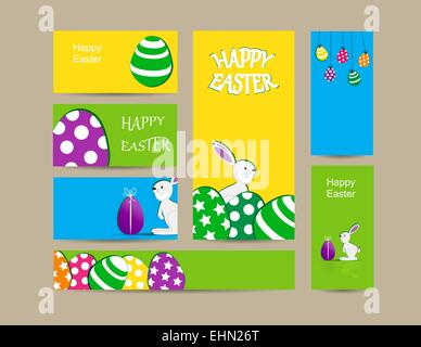 Cute easter elements - cards, banner and folder Stock Vector