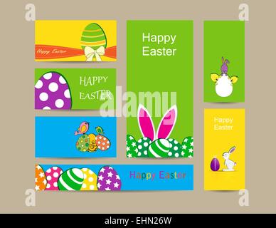 Cute easter elements - cards, banner and folder Stock Vector