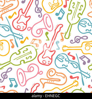 Musical instruments seamless pattern background Stock Photo