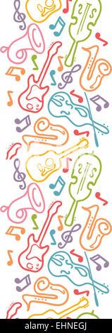 Musical instruments vertical seamless pattern border Stock Photo