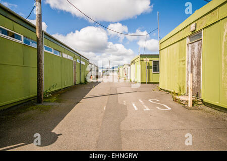 Prefabricated buildings in a British Army base. Stock Photo