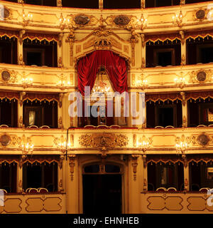 Stalls within the Teatro Comunale Ponchielli, in Cremona, Italy. The Ponchielli Theatre dates from 1747. Stock Photo