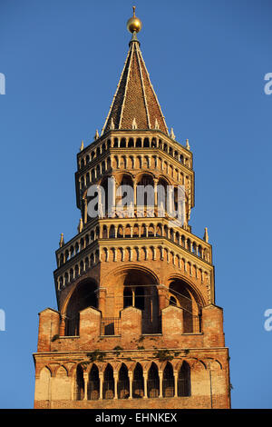 The Torrazo of Cremona, the brick tower by the cathedral in Cremona, Italy. Stock Photo