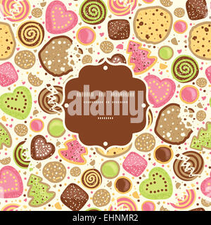 Colorful cookies frame seamless pattern background Stock Photo