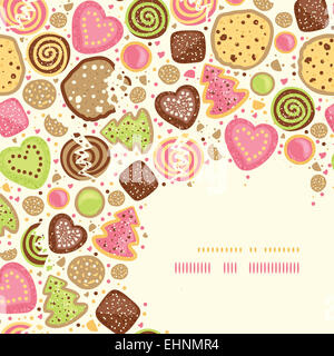 Colorful cookies corner pattern background Stock Photo