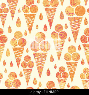 Summer ice cream cones seamless pattern background Stock Photo