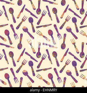 Textured silverware seamless pattern background Stock Photo