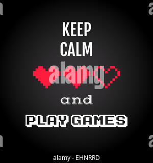 Keep calm and play games, gaming quote vector Stock Photo