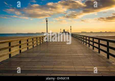 The pier at sunset, in Seal Beach, California. Stock Photo