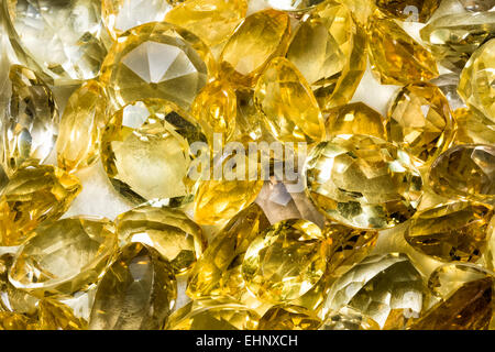 Citrine (the yellow or golden yellow variety of quartz) Origin: Brazil Crystal structure: trigonal Composition: silicon dioxide Stock Photo