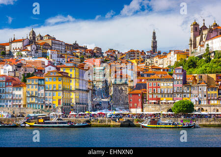 Porto, Portugal old town skyline from across the Douro River. Stock Photo