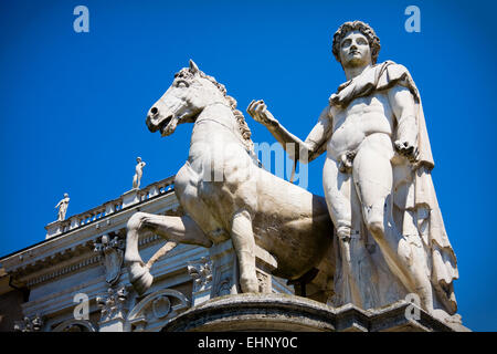 Statue of Castor standing beside the Cordonata on Capitoline Hill, Rome, Italy Stock Photo