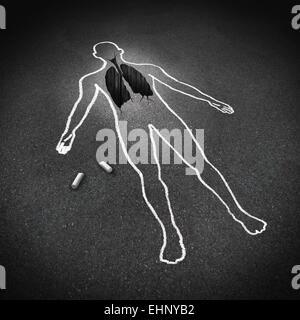 Lung disease medical concept and human anatomy respiratory illness symbol as a chalk drawing of a person with a hole in the asphalt shaped as the breathing organ. Stock Photo