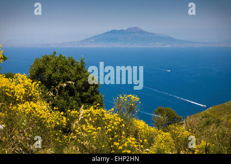 Stunning views of Vesuvius from the top of Monte Solaro, Capri, Bay of Naples, Italy Stock Photo