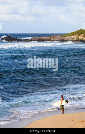 Surfers at Hookipa Beach on Maui Stock Photo