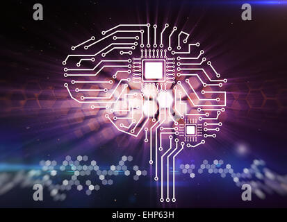 Computer circuit board in the form of the human brain Stock Photo