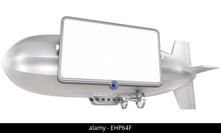 Dirigible with blank billboard or video screen Stock Photo