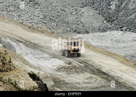huge truck on a coal mine open pit Stock Photo