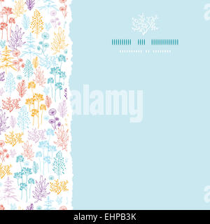 Colorful flowers and plants vertical torn seamless pattern background ...