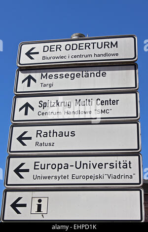 Signpost Frankfurt Oder Stock Photo