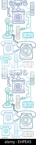 Vintage and modern telephones vertical seamless pattern Stock Photo