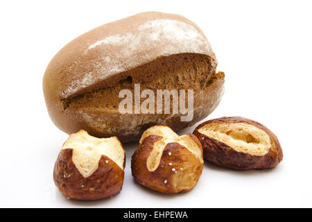 Wheat bread with lye bread roll Stock Photo