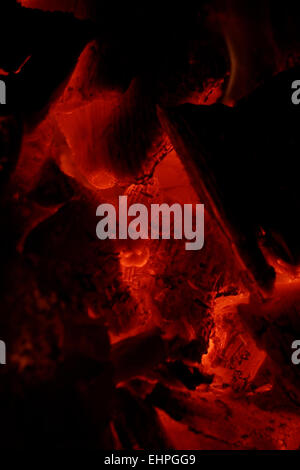 glowing embers in hot red color Stock Photo