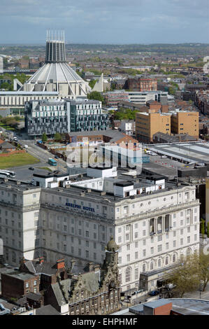 Aerial view of Liverpool showing the Metropolitan Cathedral and Adelphi Hotel Stock Photo