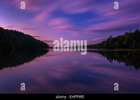 Long exposure taken after sunset at Echo Lake, Acadia National Park, Maine. Stock Photo