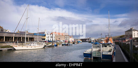 North sea trawlers moored in the harbor at Eyemouth, Berwickshire, Scotland Stock Photo