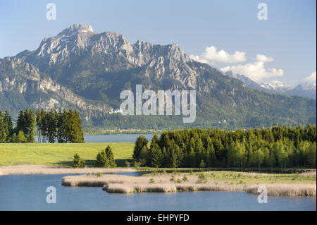 panorama landscape in bavaria with alps Stock Photo