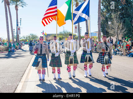 Participants at the annual Saint Patrick's Day Parade in Henderson Nevada Stock Photo