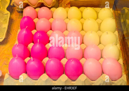 Egg-shaped candles Stock Photo