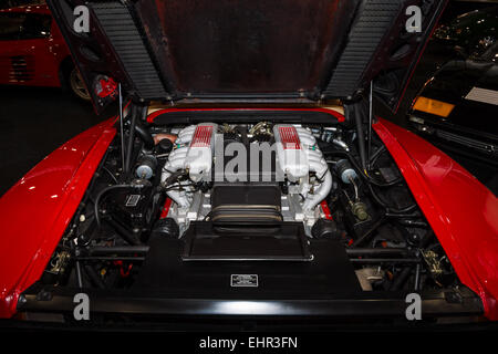 Engine of a sports car Ferrari Testarossa (Type F110). Stock Photo