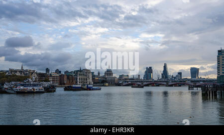 A view of the London skyline from the south bank of the river Thames. Stock Photo