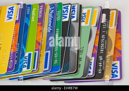 Assortment of credit and debit cards Visa and Mastercard 151150 Credit Cards Stock Photo