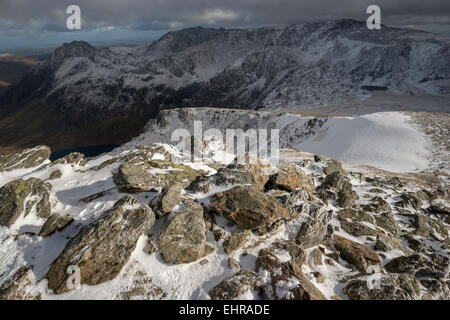 Looking East from Y Garn, Snowdonia National park, Wales, UK Stock Photo