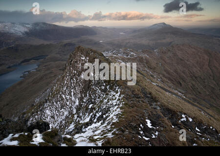 Looking South East from Lliwedd Bach, Snowdonia National park, Wales, UK Stock Photo