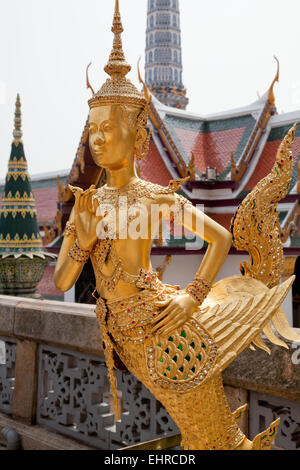 Mythological creature - half bird, half man. Grand Palace, Wat Phra Kaew, Bangkok. Stock Photo