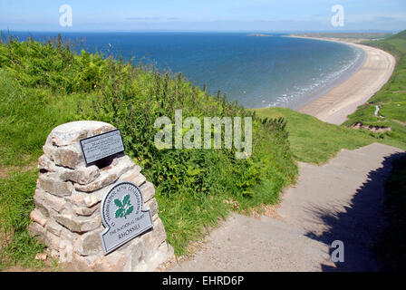 National Trust sign, Rhossili Bay, Gower, South Wales Stock Photo