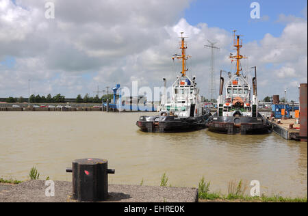 Tugs in the outer harbor Stock Photo