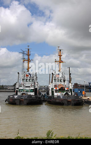 Tugs in the outer harbor Stock Photo