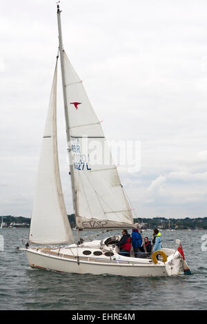 Sailing in Poole Harbour at Poole, Dorset UK in September Stock Photo