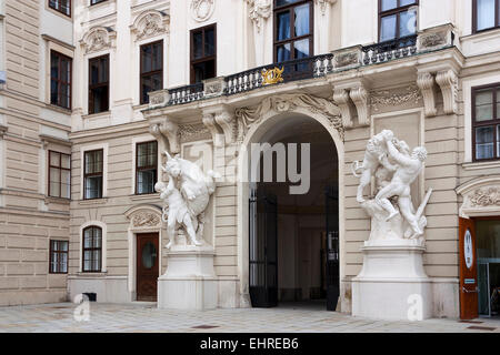 Michaelertor, Hofburg Palace with Hercules statues, Vienna Stock Photo