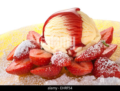 Ice cream with strawberries Stock Photo
