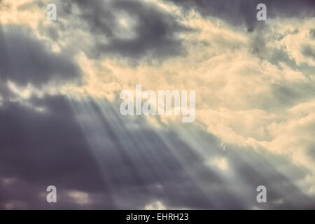 Faded sky with clouds and streaming lights. Stock Photo