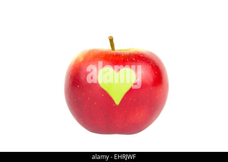 Red apple with heart Stock Photo